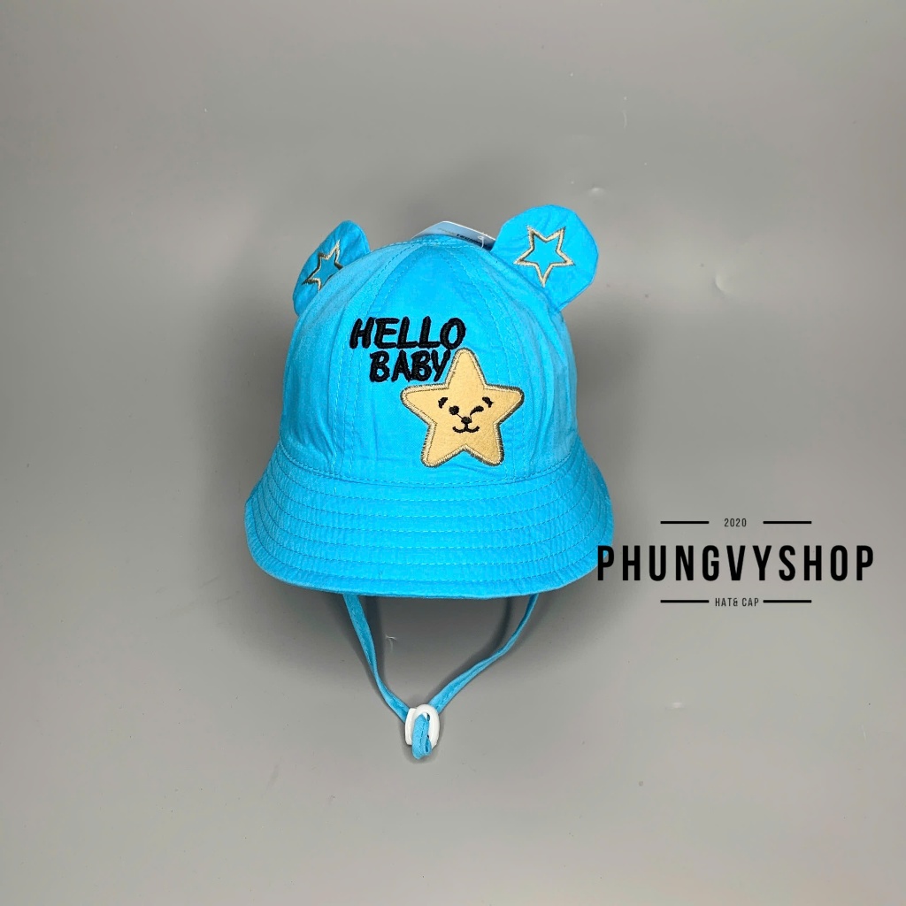 Bé dưới 12 tháng/ Vòng đầu 47cm- Mũ tai bèo vành trẻ em cực dễ thương BO NHÍ HELLO BABY SAO - Nón bucket trai gái