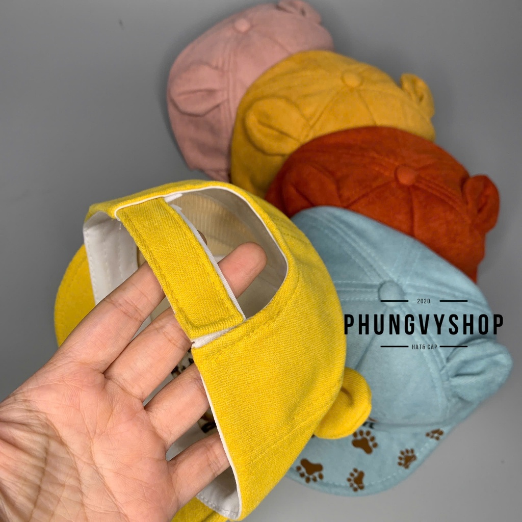 (SALE) Bé dưới 2 TUỔI/ Mũ lưỡi trai cho bé trai bé gái phungvyshop- KET NHI GẤU BEAR iN BÀN CHÂN- nón kết trẻ em