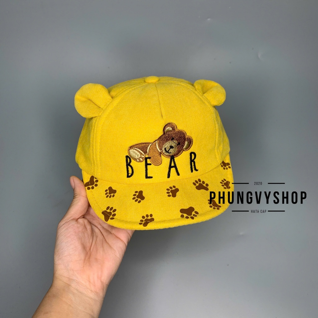 (SALE) Bé dưới 2 TUỔI/ Mũ lưỡi trai cho bé trai bé gái phungvyshop- KET NHI GẤU BEAR iN BÀN CHÂN- nón kết trẻ em