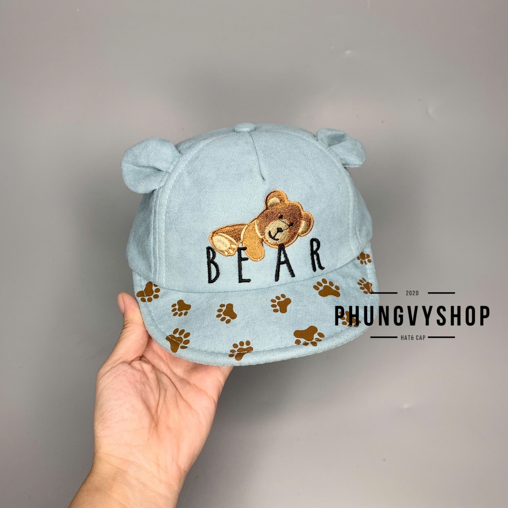 (SALE) Bé dưới 2 TUỔI/ Mũ lưỡi trai cho bé trai bé gái phungvyshop- KET NHI GẤU BEAR iN BÀN CHÂN- nón kết trẻ em