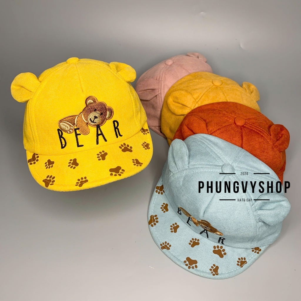 (SALE) Bé dưới 2 TUỔI/ Mũ lưỡi trai cho bé trai bé gái phungvyshop- KET NHI GẤU BEAR iN BÀN CHÂN- nón kết trẻ em