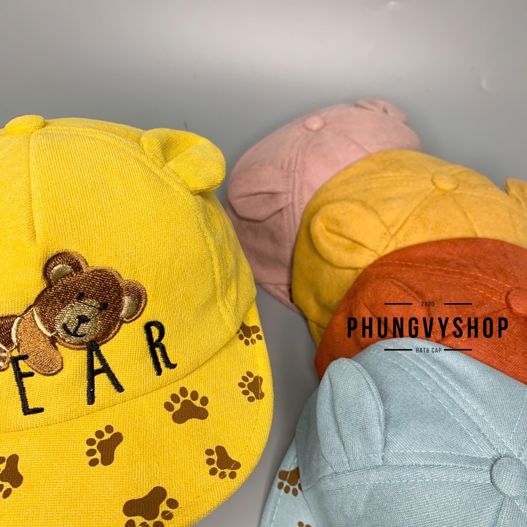 (SALE) Bé dưới 2 TUỔI/ Mũ lưỡi trai cho bé trai bé gái phungvyshop- KET NHI GẤU BEAR iN BÀN CHÂN- nón kết trẻ em