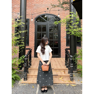 Chân váy text hoạ tiết nơ dáng dài Ma Vie