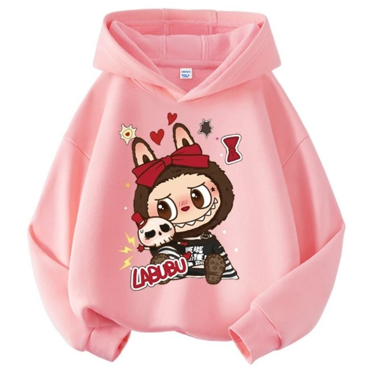 Thu đông 2025 LABUBU.Áo hoodie cho bé trai bé gái 4 màu sắc, chất nỉ tàu dầy dăn