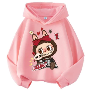 Thu đông 2025 LABUBU.Áo hoodie cho bé trai bé gái 4 màu sắc, chất nỉ tàu dầy dăn