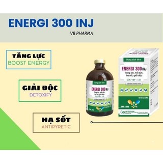 VB Pharma ENERGI 300 INJ chai 100 ml tăng lực hồi sức hạ sốt giải độc cho vật nuôi chó mèo heo bò gà