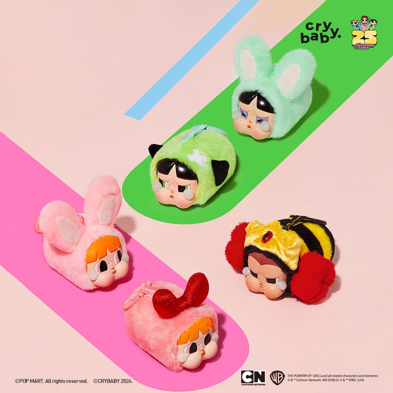 【HÀNG SẴN SHIP】CHÍNH HÃNG 100% Popmart Móc Khoá Crybaby Powerpuff Girls Vinyl Face Plush