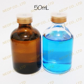 Lọ Thủy Tinh Trong 50ml Thân Bầu - Kèm Nút Cao Su Xám Và Khoen Kim Loại