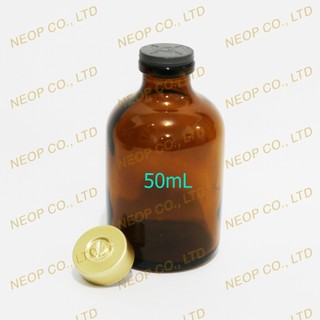 Lọ Thủy Tinh Trong 50ml Thân Bầu - Kèm Nút Cao Su Xám Và Khoen Kim Loại
