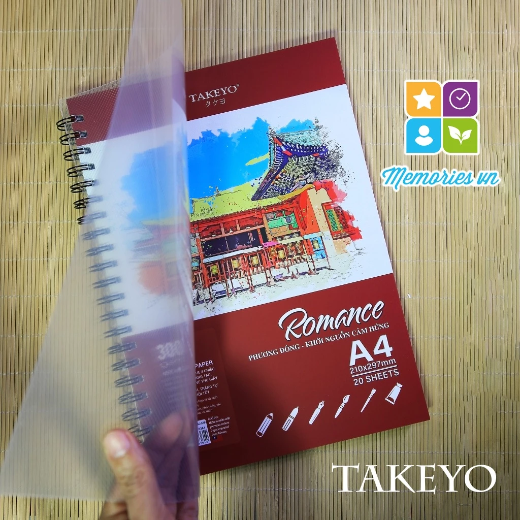 Sổ vẽ TAKEYO ROMANCE A4 300gsm, A5 200 gsm màu nước, chì, marker, sáp dầu,phấn, mực sổ vẽ sketchbook