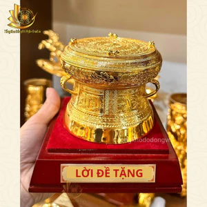 Trống đồng mạ vàng quà tặng Đk 10cm, 12cm, 15cm tặng kèm hộp đủ kích thước quà tặng đối ngoại, lưu niệm