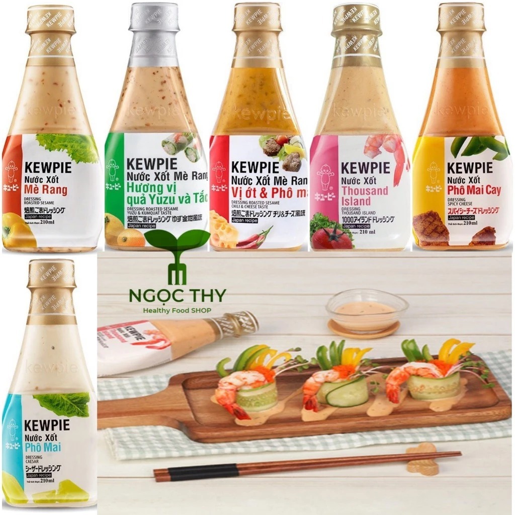 Nước xốt chấm Kewpie vị sốt mè rang phô mai thousand island chai 210ml ...
