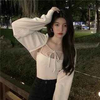 Áo khoác cardigan ngoài ngắn trắng đen chất len tăm nhẹ cột dây phong cách xinh VANISA CT079
