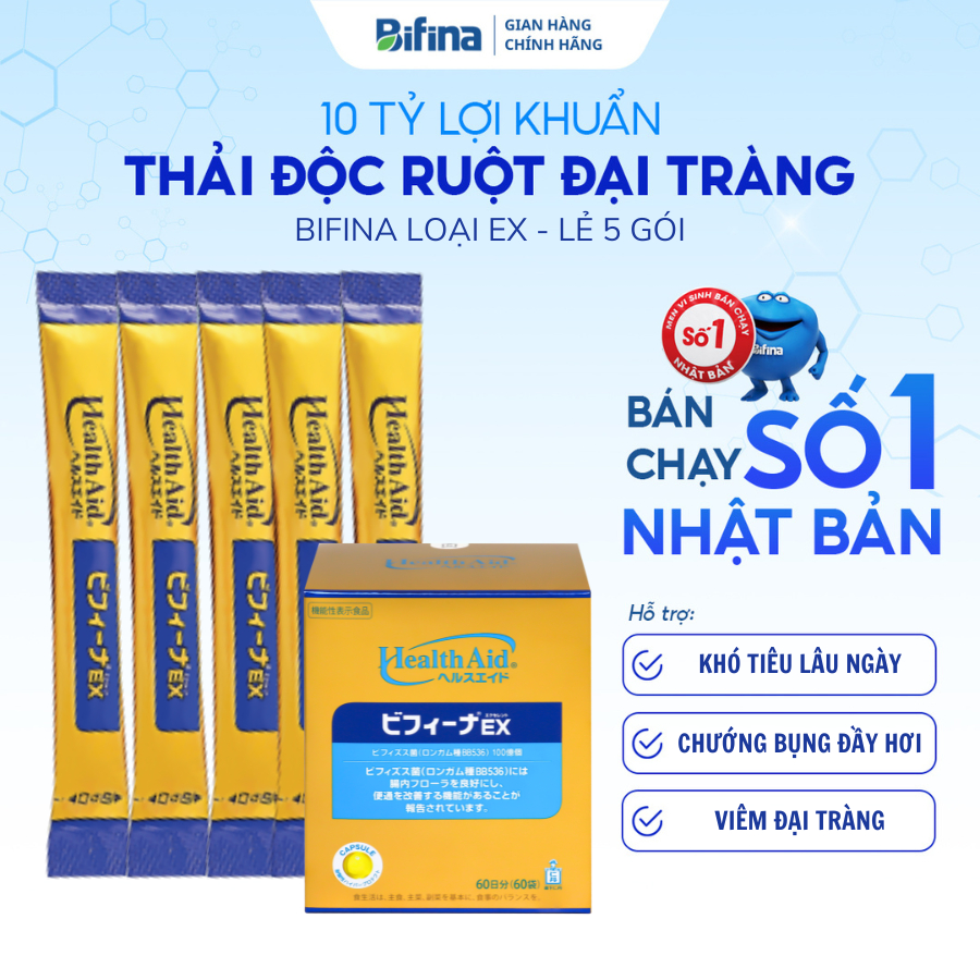 Ảnh Men vi sinh BIFINA NHẬT BẢN, Loại EX Lẻ 5 gói (không có hộp) 1