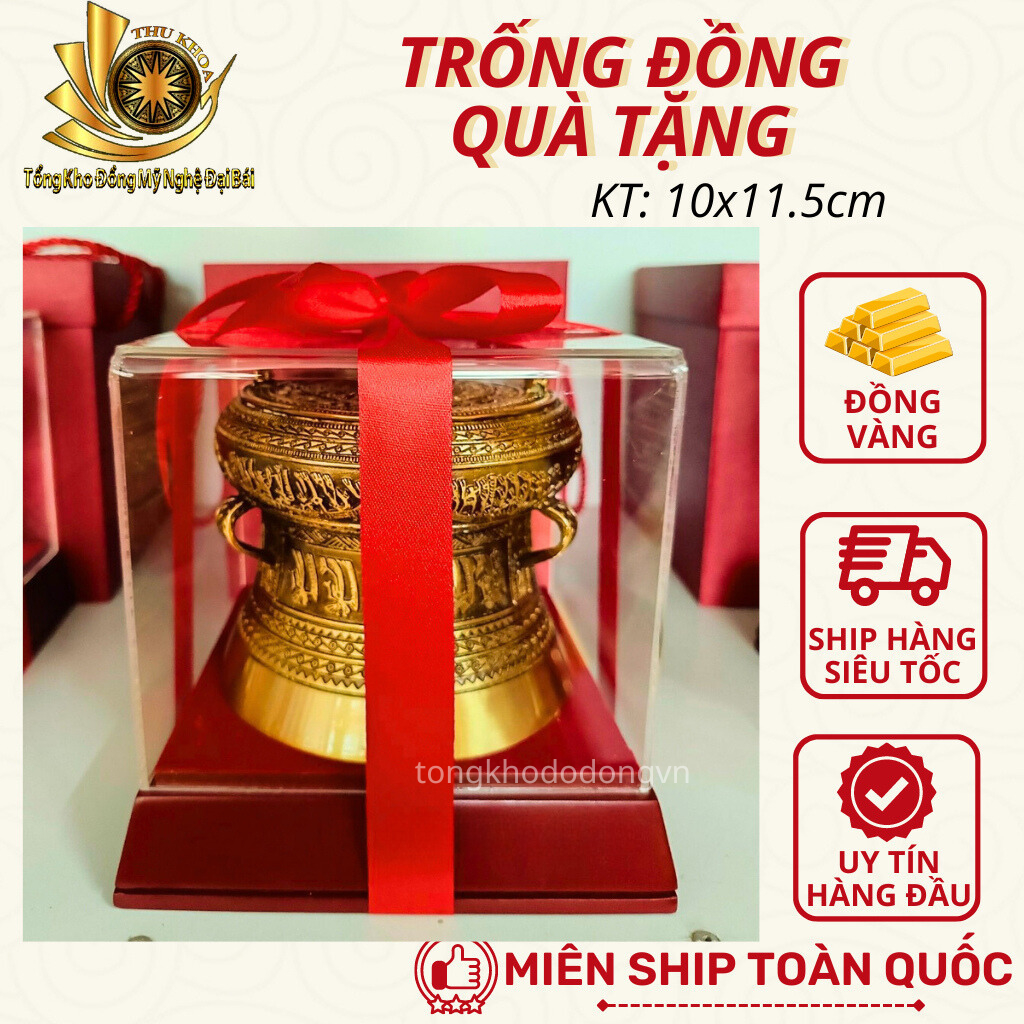 Trống đồng quà tặng phi 10, 12, 15cm Trống đồng Đông Sơn để bàn quà tặng sếp, đối tác cao cắp