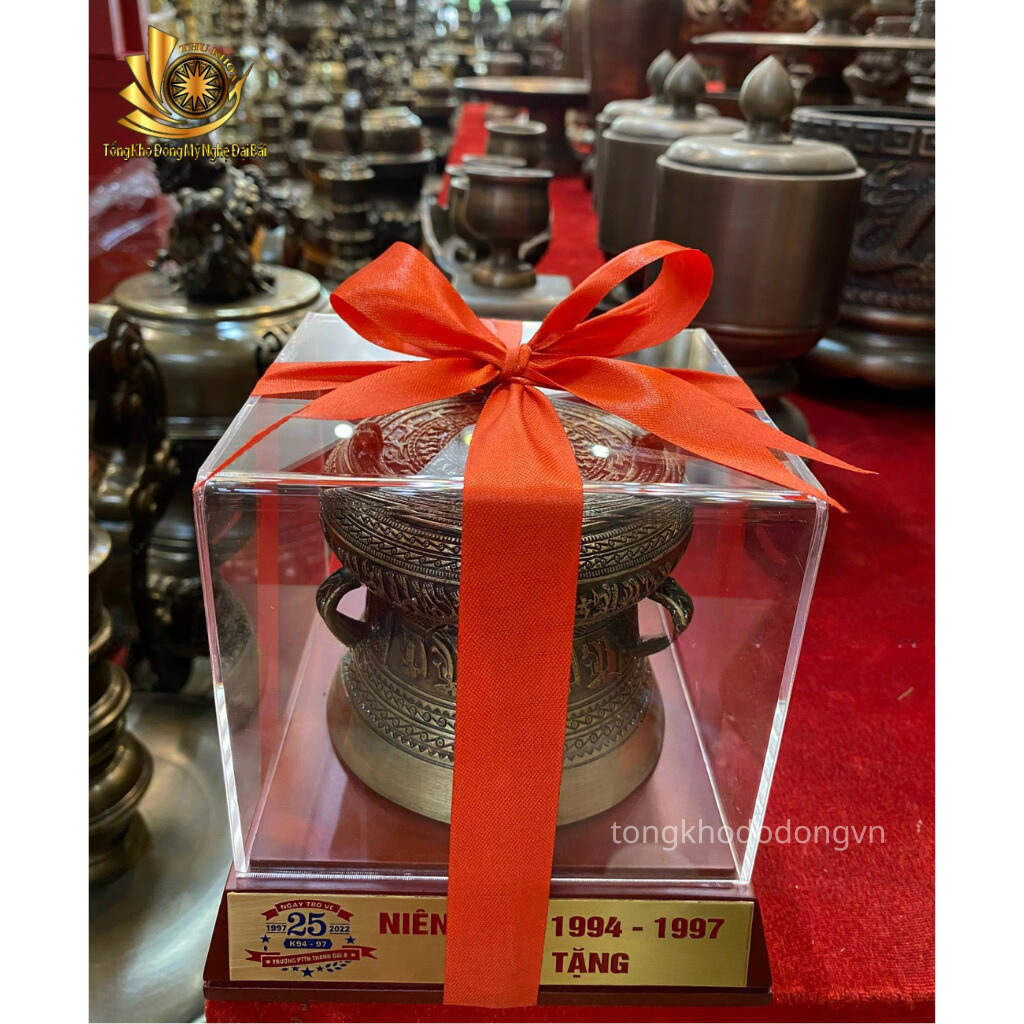 Trống đồng quà tặng phi 10, 12, 15cm Trống đồng Đông Sơn để bàn quà tặng sếp, đối tác cao cắp