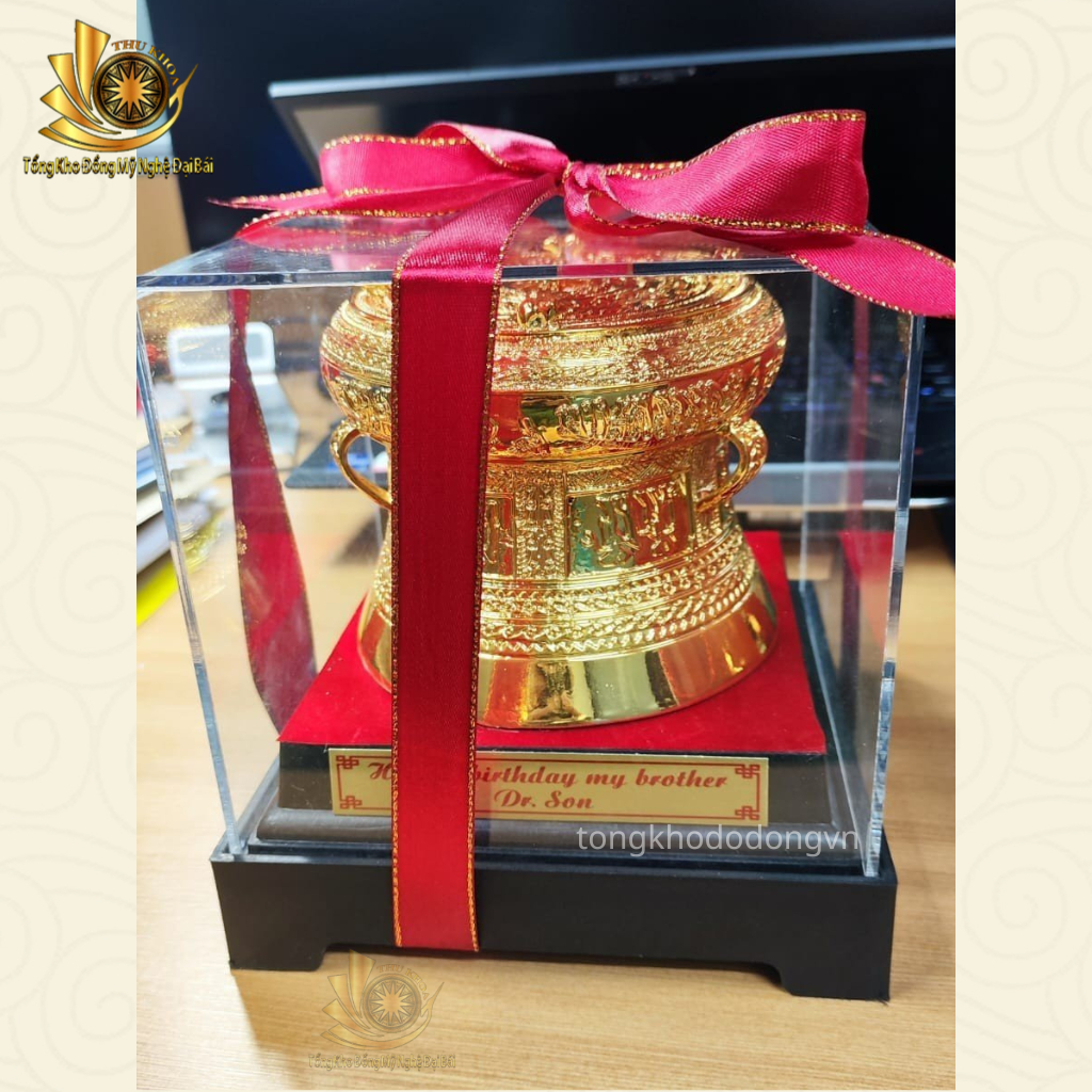 Trống Đồng Quà Tặng Mạ Vàng   Để Bàn Sang Trọng Quà Tặng Lưu Niệm Tặng Đối Tác Tặng Sếp Đủ Kích Thước