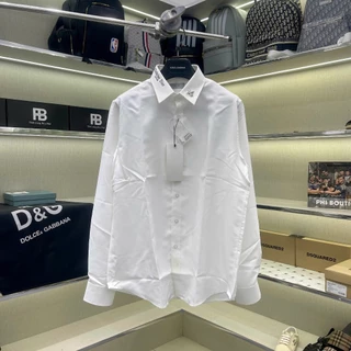 Áo sơ mi trắng nam nữ dài tay CD vải lụa trơn phối cổ tag logo ong thêu chữ basic boy phố SM160P