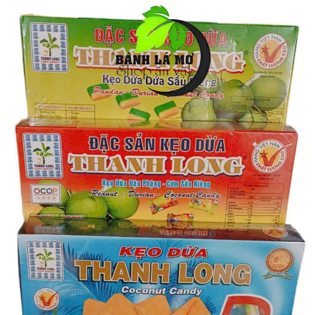 Kẹo dừa đậu phộng sầu riêngThanh Long loại đặt biệt hộp 400gr- Đặc Sản Bến Tre Shop