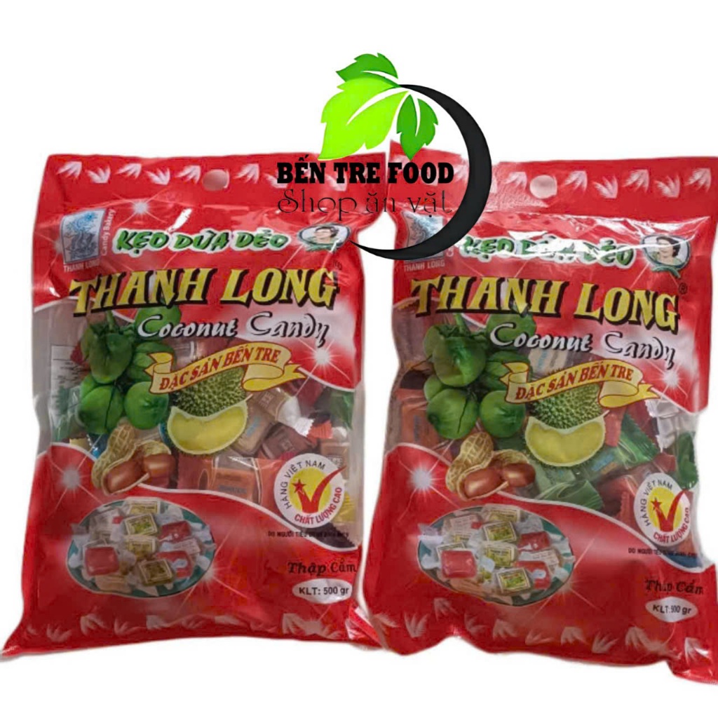 Kẹo dừa dẻo thập cẩm nhiều vị Thanh Long túi 500gr- Đặc Sản Bến Tre Shop