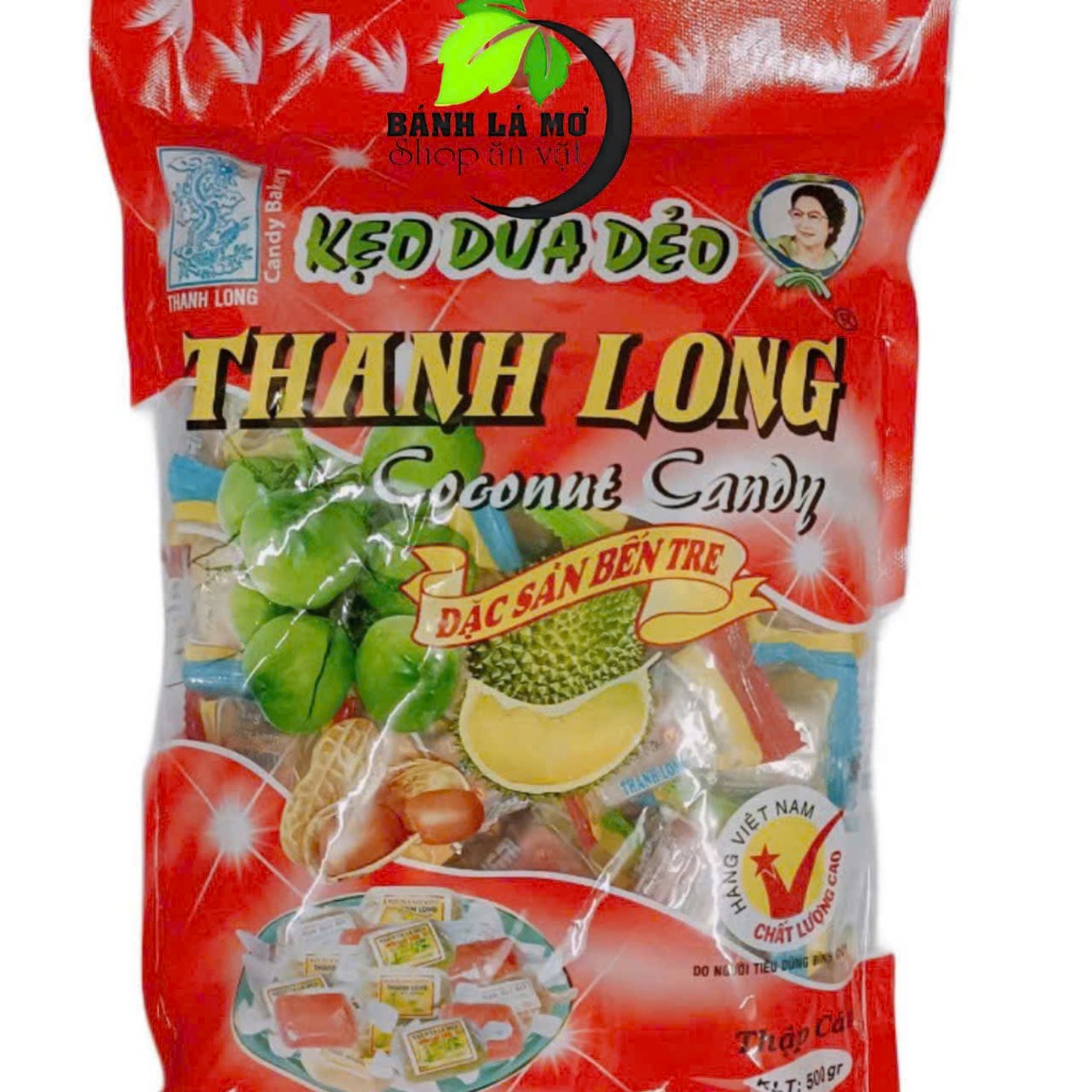 Kẹo dừa dẻo thập cẩm nhiều vị Thanh Long túi 500gr- Đặc Sản Bến Tre Shop