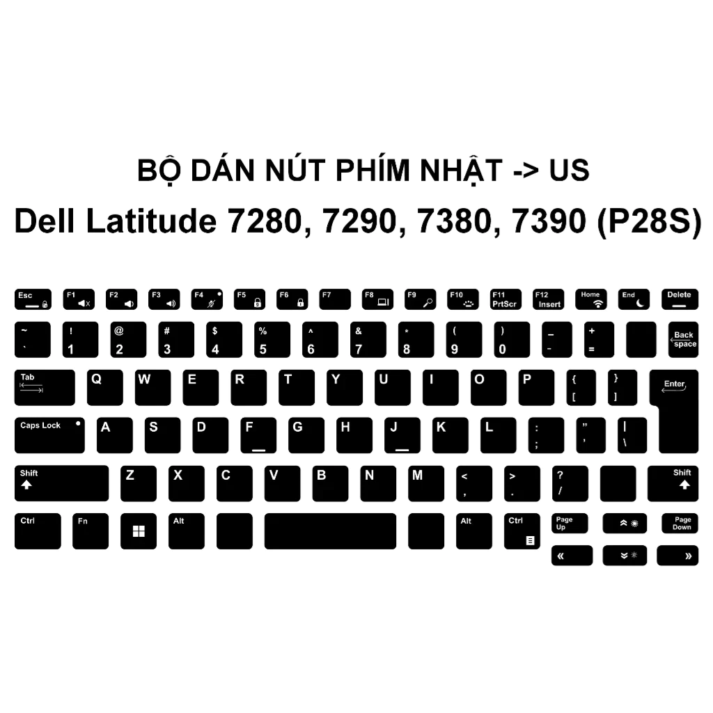 Decal dán nút phím , skin trang trí nút phím Dell Latitude 7280, 7290, 7380, 7390, P28S Nhật -> US | Nhật - Quốc tế