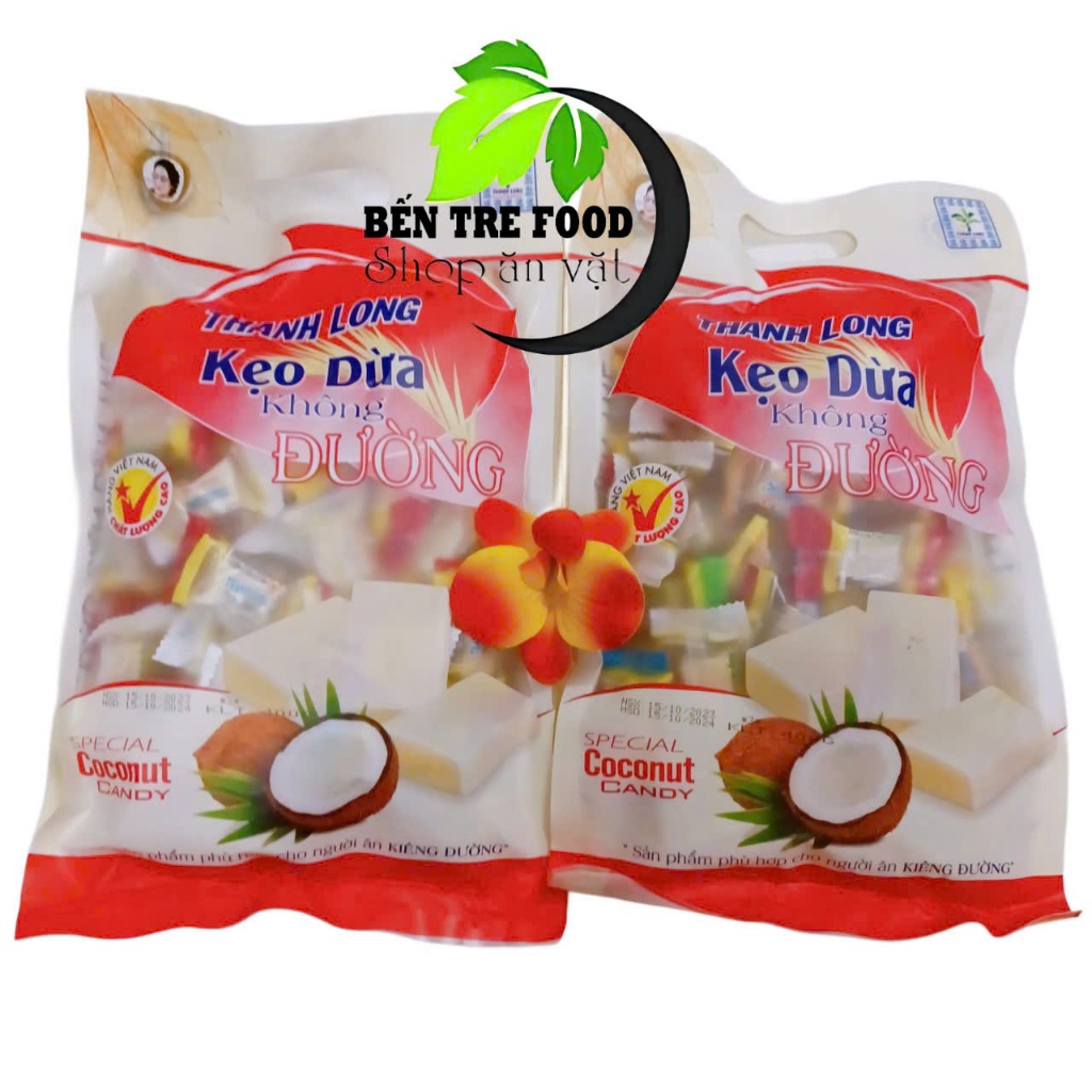 Kẹo dừa sáp không đường Bên Tre túi 400gr