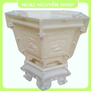 Khuôn đúc chậu hình lục giác rộng 45 cao 35 mẫu cá chép tài lộc hoặc phúc lộc thọ trộn cá trúc thuyền