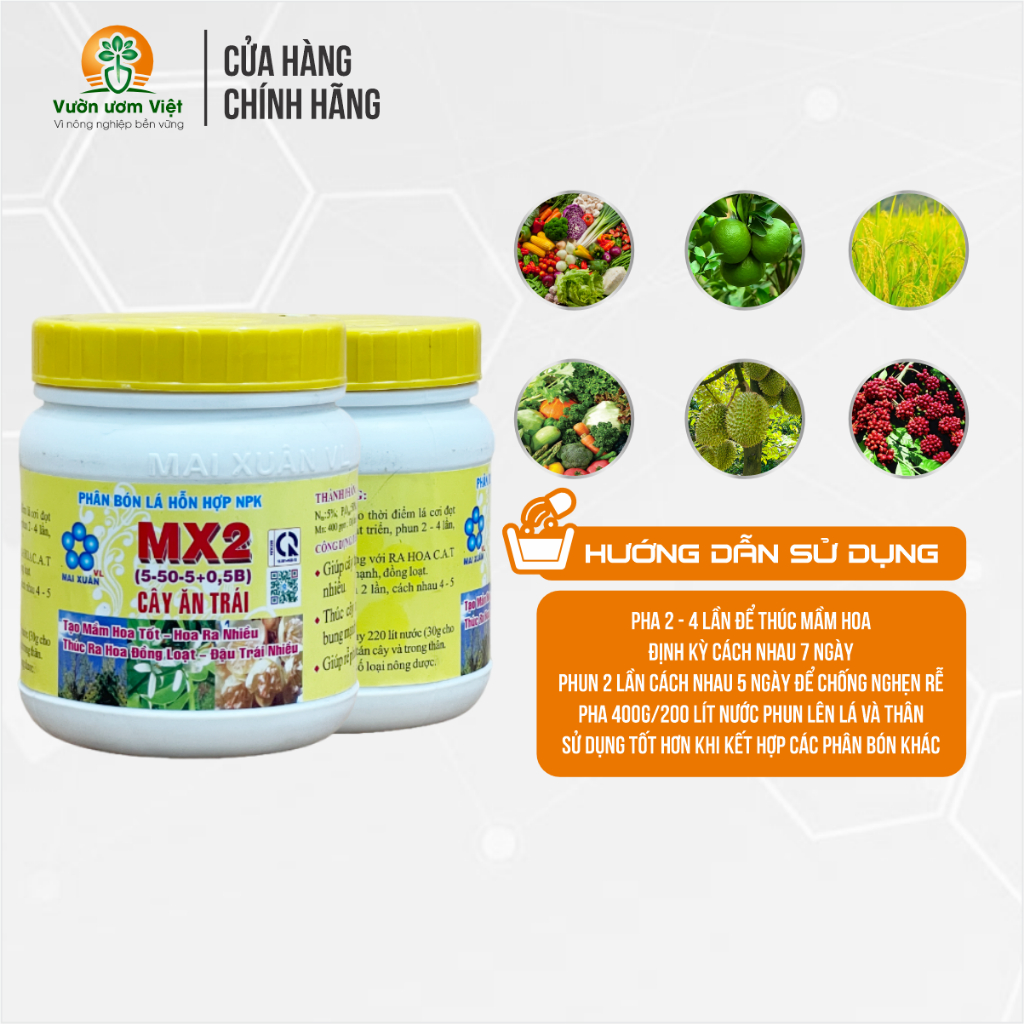 Phân bón MX2 tạo mầm hoa, thúc ra hoa cực mạnh, đồng loạt, chống rụng hoa, rụng trái non - 400g
