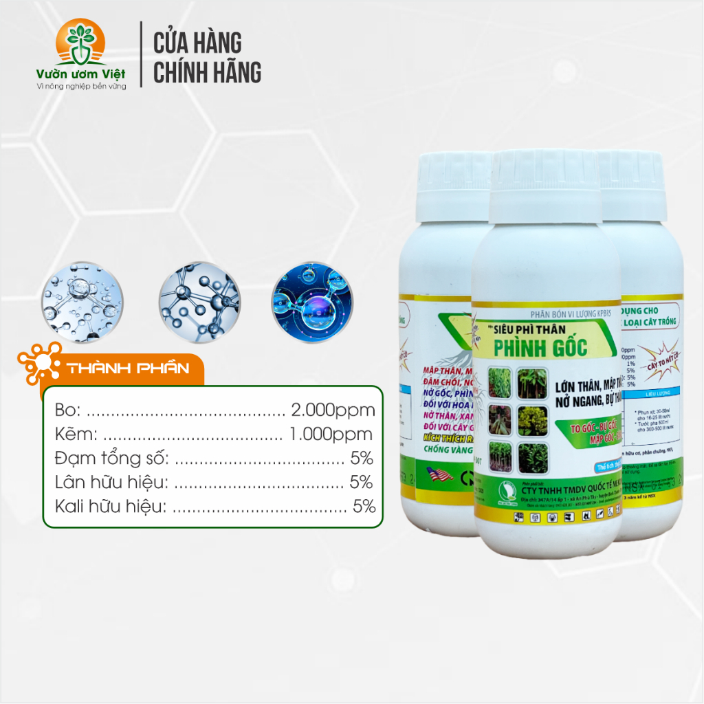 Phân bón lá Siêu phì thân Phình gốc - tăng kích thước gốc cực mạnh, kích thích sinh trưởng cực mạnh