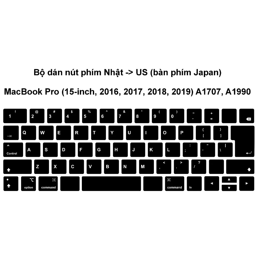 Decal dán nút phím , skin trang trí nút phím MacBook Pro A1707, A1990 (15-inch, 2016, 2017, 2018, 2019) Nhật -> US
