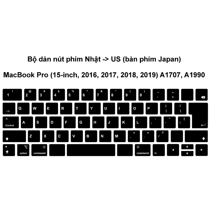 Decal dán nút phím , skin trang trí nút phím MacBook Pro A1707, A1990 (15-inch, 2016, 2017, 2018, 2019) Nhật -> US