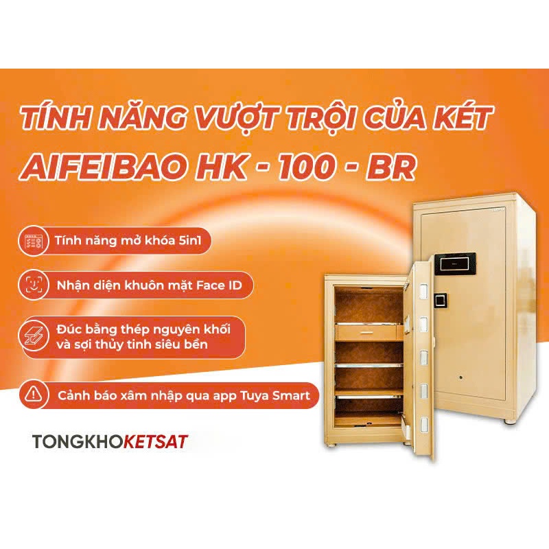 Két sắt nhập khẩu Aifeibao dòng BR thông minh nhận diện khuôn mặt có tính năng kết nối qua điện thoại