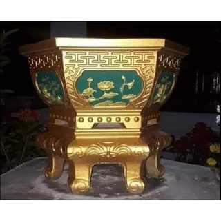 Khuôn đúc chậu lục giác rộng 40 cm cao 22cm hoa văn tùng sen mai nhựa abs