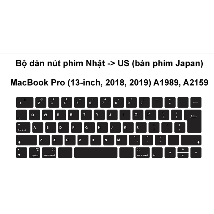 Decal dán nút phím , skin trang trí nút phím MacBook Pro A1989, A2159 (13-inch, 2018, 2019) Nhật -> US (bàn phím Japan)