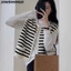 Áo khoác ghile len nữ phong cách vintage chất liệu dệt kim thiết kế họa tiết kẻ sọc hàng chuẩn QCCC-TD078