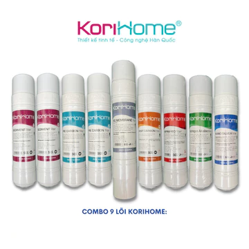 Bộ 9 Lõi Lọc Nước Korihome cho máy WPK-915 Hàng chính hãng Gồm (2 sed 2 pre 1 RO 1 Post 1 Far 1 Hyd 1 Nano)