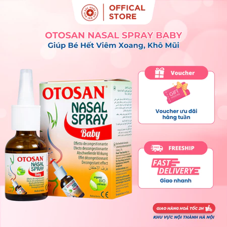 Otosan Nasal Spray Baby Xịt mũi trẻ em Giúp Bé Hết Viêm Xoang,Khô Mũi Do Vi Khuẩn,Vi Rút.Chai 20ml.Ý