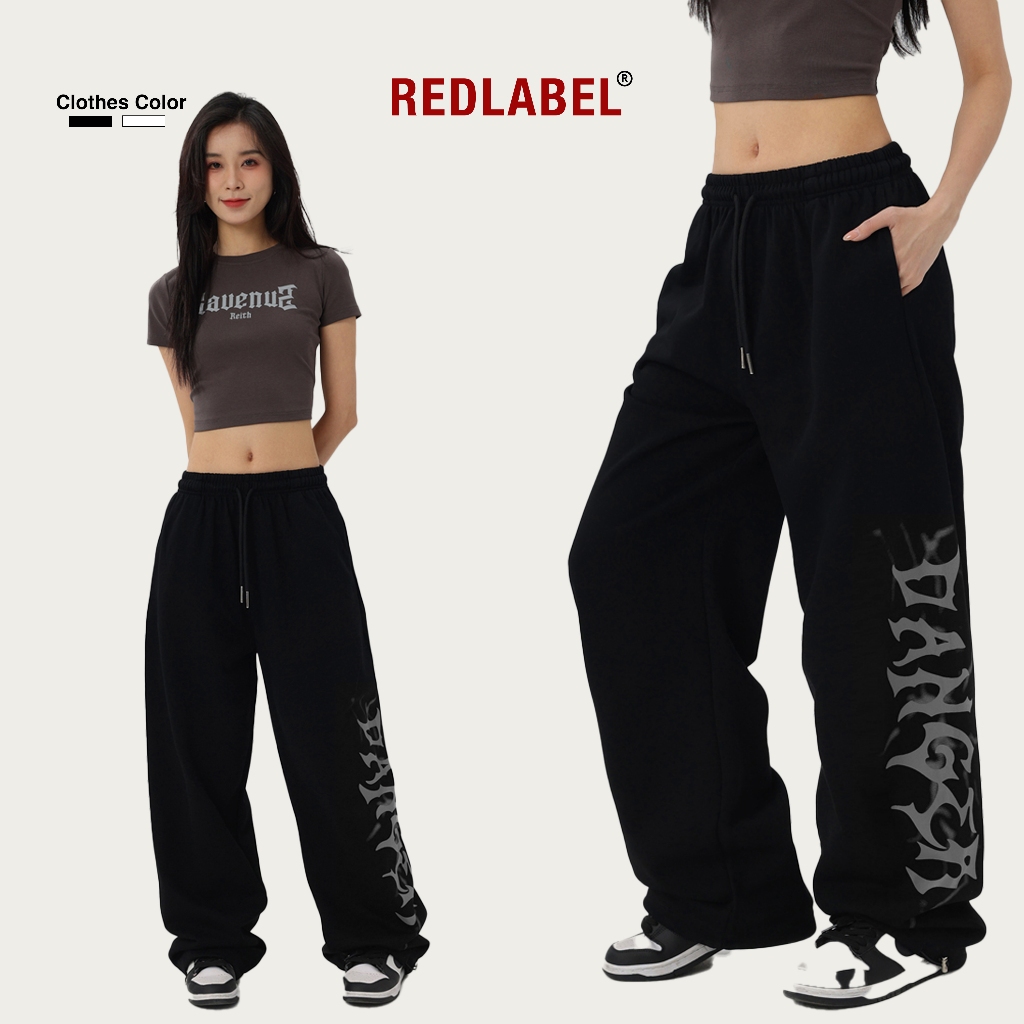 Quần Nỉ Dài Nam Nữ In Họa Tiết DANGER REDLABEL Form Ống Rộng Vải Nỉ Dày Dặn