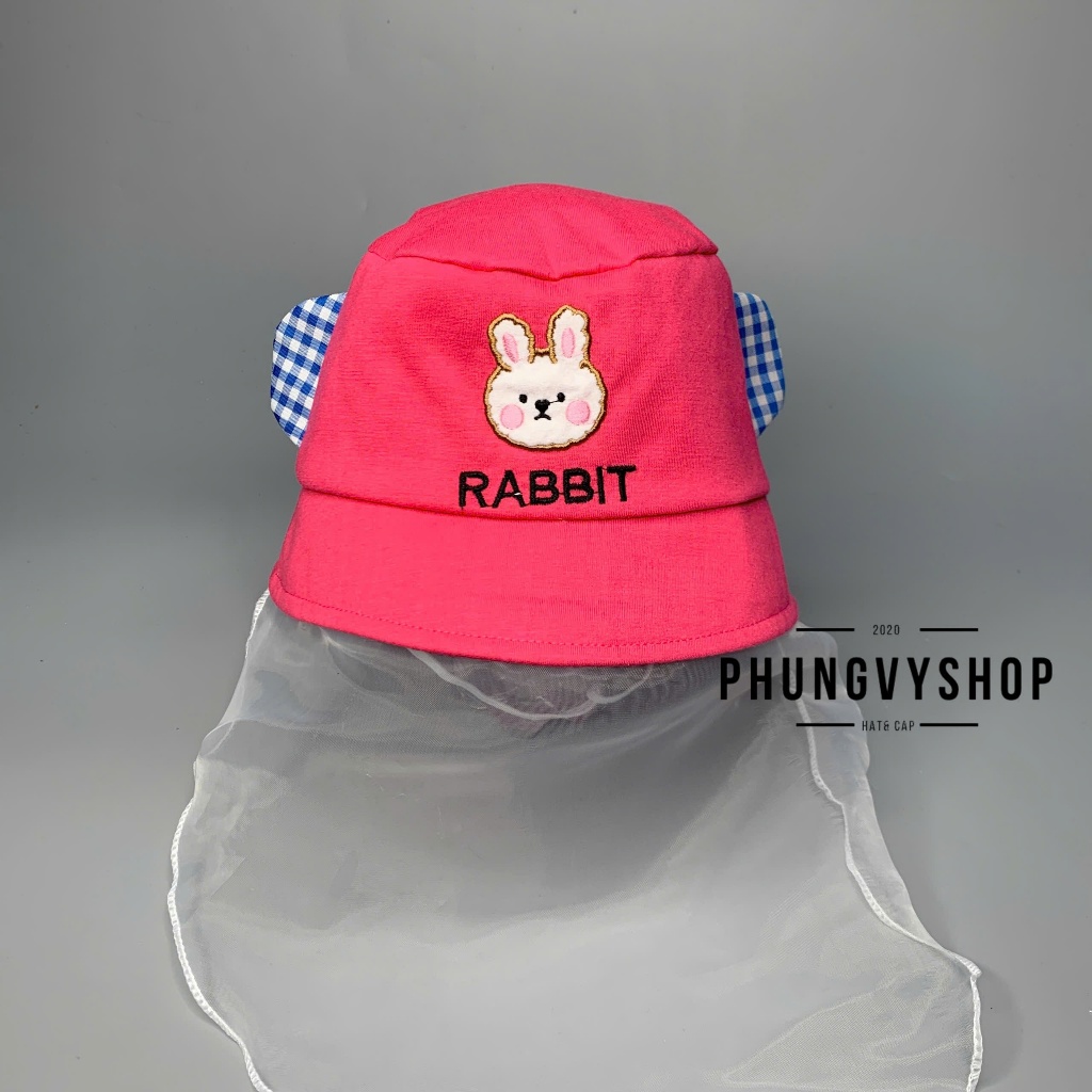 Dưới 2 tuổi/ Mũ cho bé có khăn voan cản gió che bụi bé sơ sinh trai gái phungvyshop- nón BO KET nhí VON THỎ RABBITVON