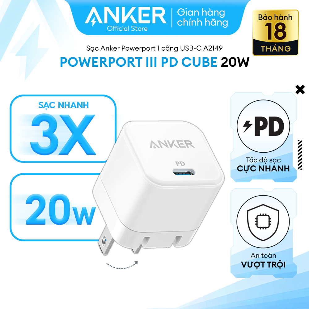 Ảnh Sạc Nhanh Anker 312 PowerPort III PD Cube 1 cổng USB-C Công Suất 20W - A2149 2