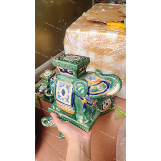 Đôn Voi Gốm Chấm Vẽ Loại Nhỏ Trang Trí Sân Vườn - Tiểu Cảnh - Gốm Xưa Lái Thiêu Cho Người Hoài Niệm