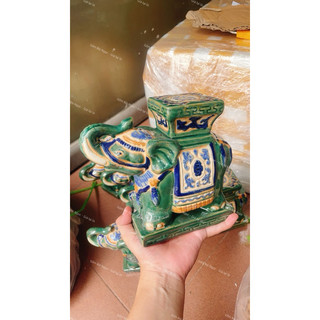 Đôn Voi Gốm Chấm Vẽ Loại Nhỏ Trang Trí Sân Vườn - Tiểu Cảnh - Gốm Xưa Lái Thiêu Cho Người Hoài Niệm