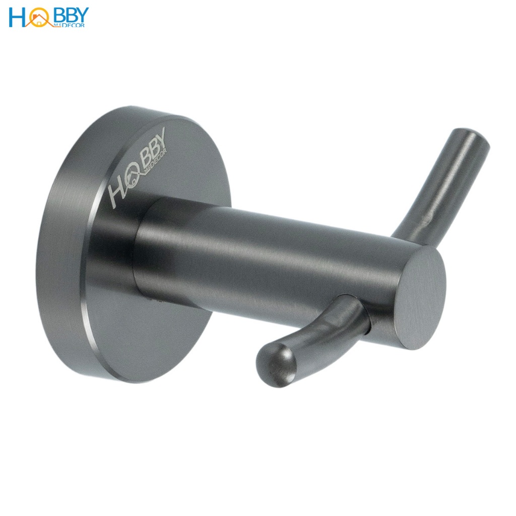 Móc treo đồ có 2 chấu ngang inox 304 sơn đen Hobby home decor T2X