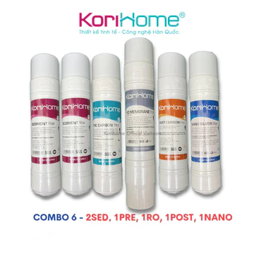 Bộ 6 lõi lọc nước Korihome WPK-813 U-tyle 10" dùng cho máy lọc nước Korihome WPK-813 Hàng chính hãng