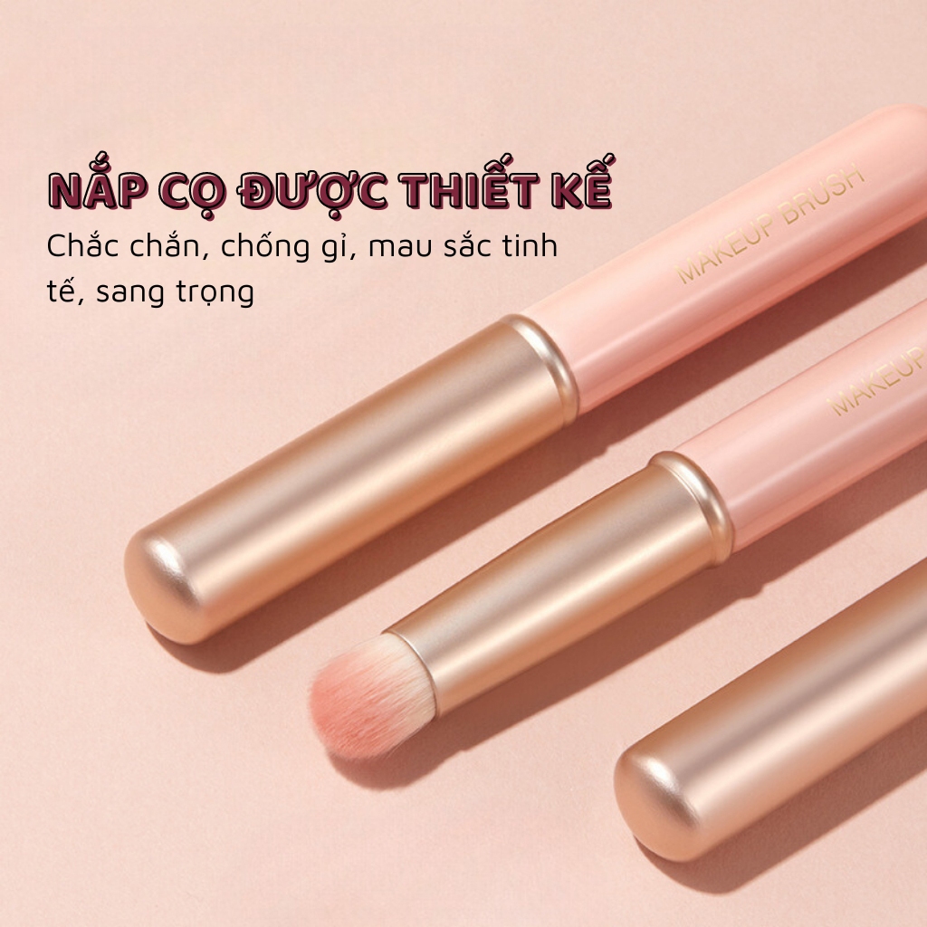 Cọ Trang Điểm, Cọ Tán Son, Cọ Makeup, Cọ Môi Đầu Tròn Siêu Mịn, Cán Ngắn, Có Nắp Đậy Gecomo G1113