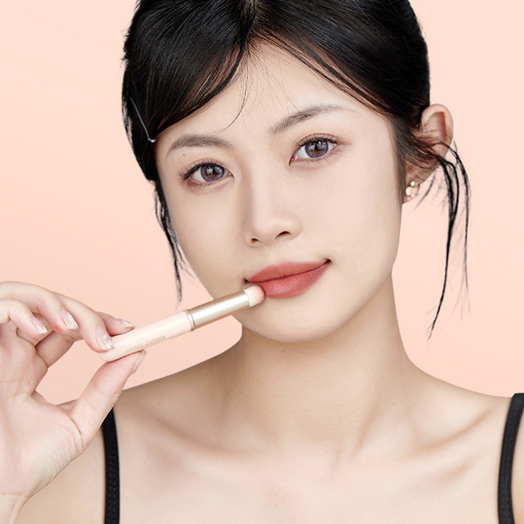 Cọ Trang Điểm, Cọ Tán Son, Cọ Makeup, Cọ Môi Đầu Tròn Siêu Mịn, Cán Ngắn, Có Nắp Đậy Gecomo G1113