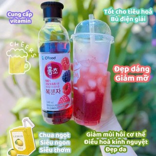 Giấm Lựu Giảm Cân\Nước Mâm Xôi(Phúc Bồn Tử) Ép Lên Men Hongcho Ofood Hàn Quốc Chai 500ml
