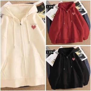 Áo khoác nỉ form rộng tay bồng mũ hai lớp - KHOÁC TRÁI Tim LOVE ART hàng mới về, chất nỉ bông---shopthubio98