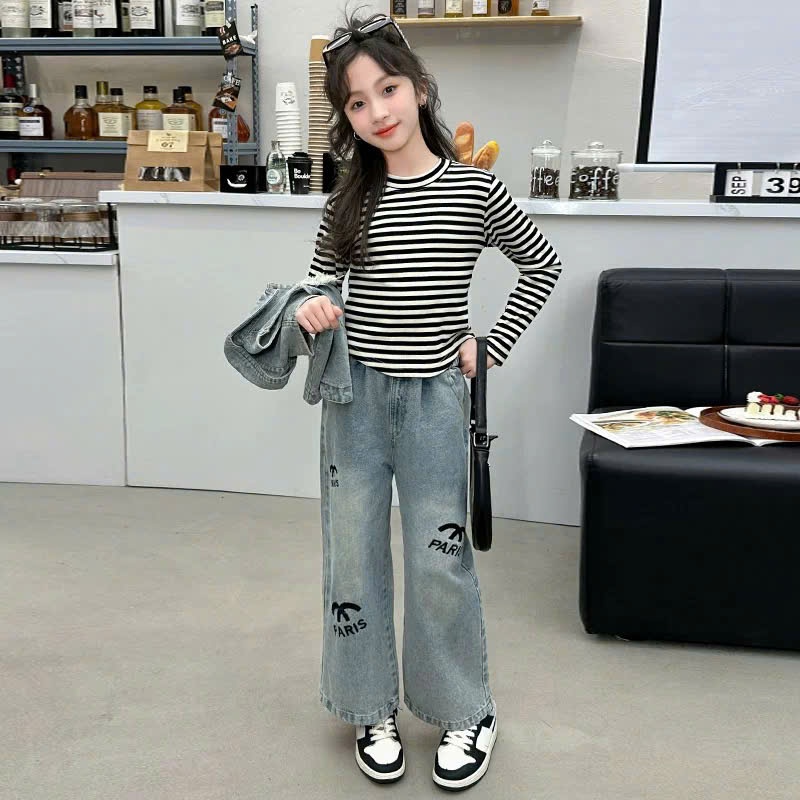 Set jean paris 3 chi tiết cho bé gái size đại BEESHOP D25009